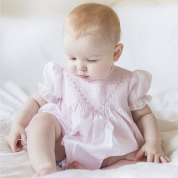 Pink Smocked Romper With Embroidery Rosebuds Feltman Brothers 18 Months RARE NWT - Picture 6 of 6